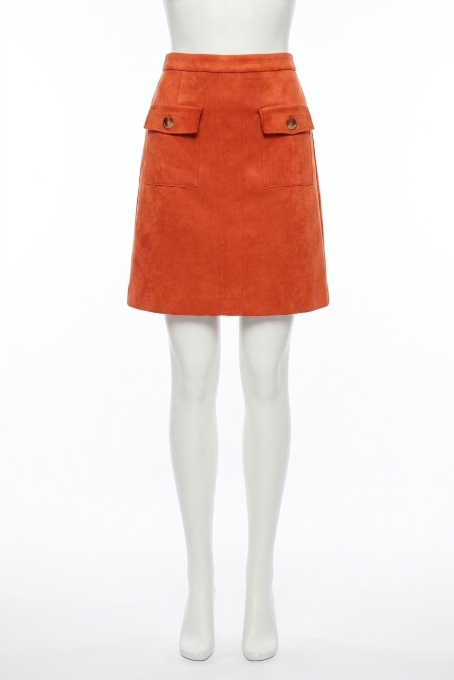 NEW JOSEPH RIBKOFF faux suede pull-on a-line skirt in lava